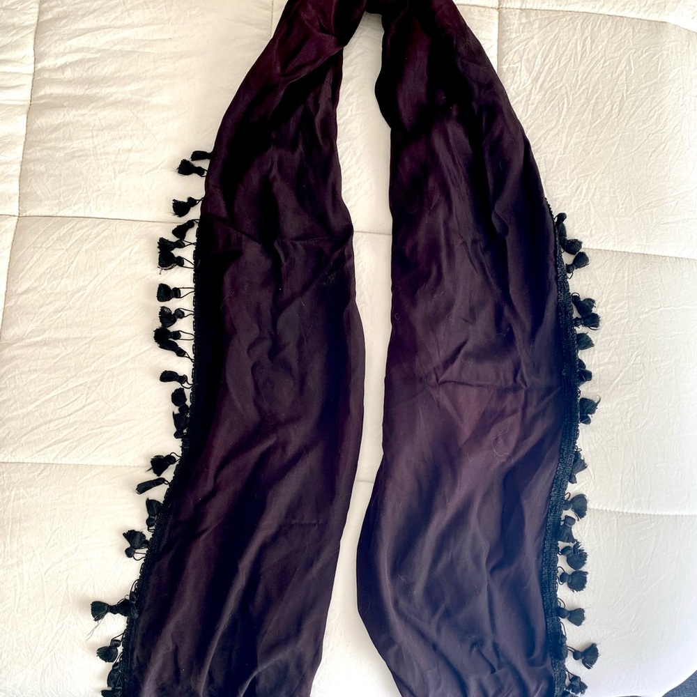 Luxurious large wrap Black Tassel scarf